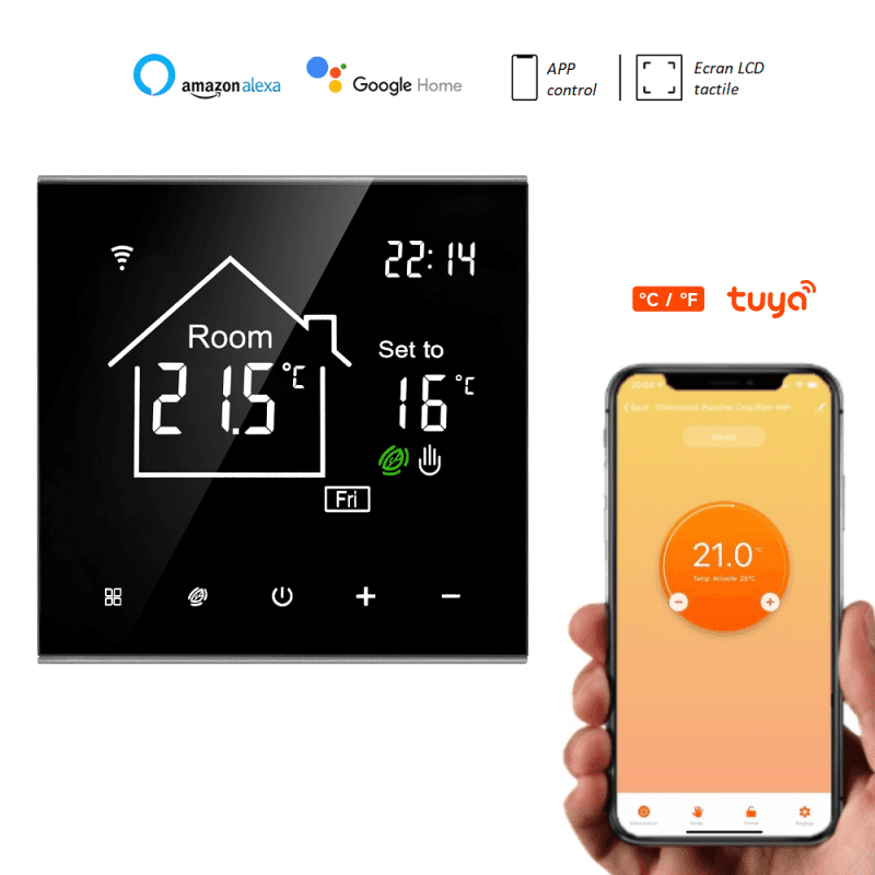 Thermostat Programmable Connecté Wi-fi à Ecran Lcd Tactile