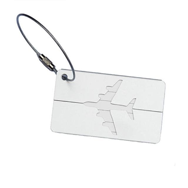 Étiquette de Bagage Avion en Aluminium Argent | Lilikdo