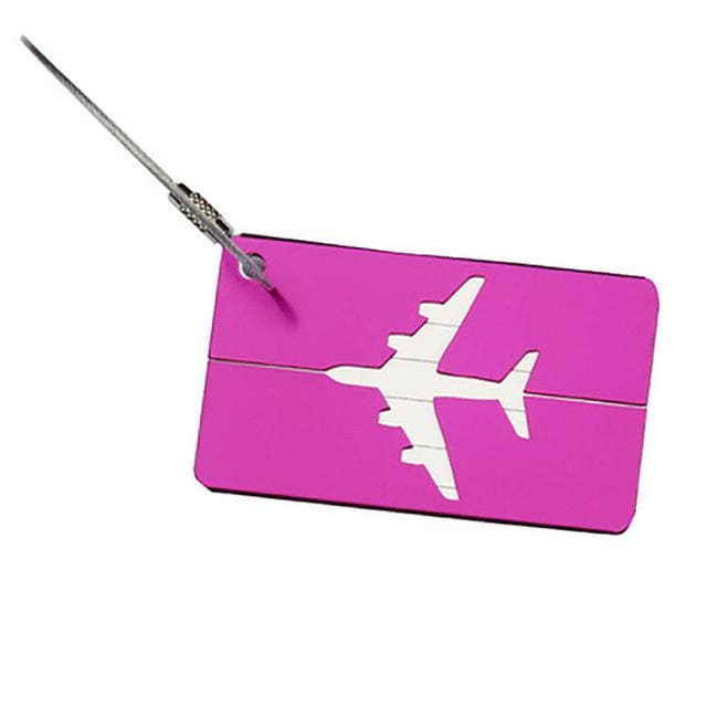 Étiquette de Bagage Avion en Aluminium Violet | Lilikdo