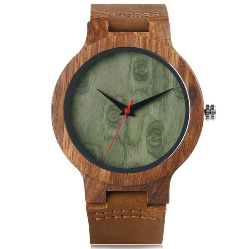 Montre à Quartz en Bois Vintage pour Homme ou Femme Vert