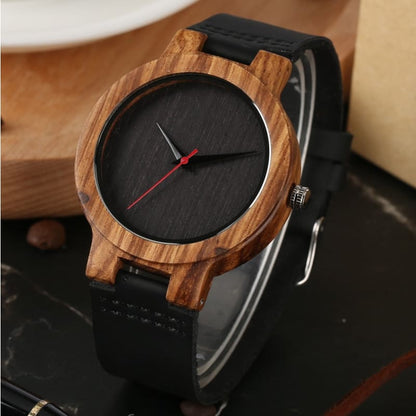 Montre à Quartz en Bois Vintage pour Homme ou Femme