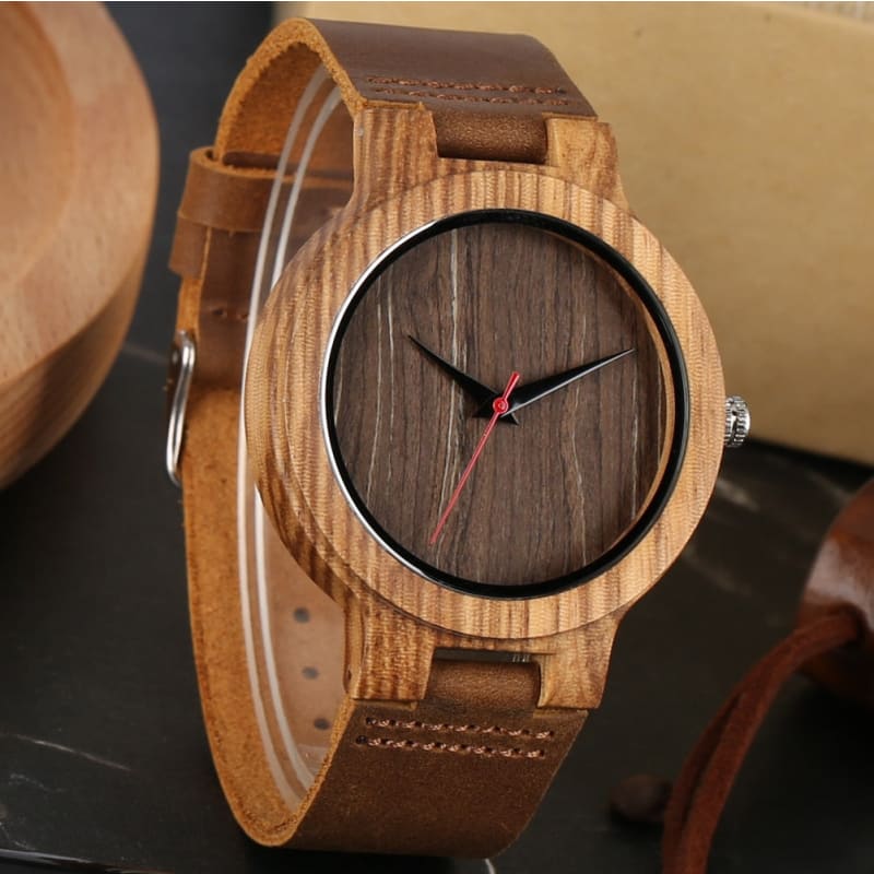 Montre à Quartz en Bois Vintage pour Homme ou Femme