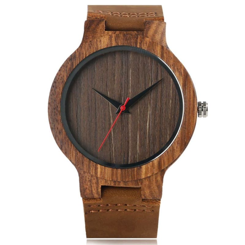 Montre à Quartz en Bois Vintage pour Homme ou Femme Café